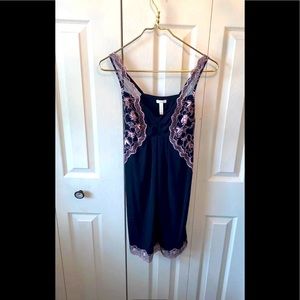 SOMA Cool Nights Black & Pink Nightgown Shirt Dress Small